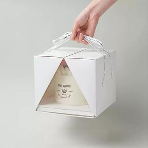 <span class=keywords><strong>Caja</strong></span> <span class=keywords><strong>Alta</strong></span> para Pasteles de Cartón Corrugado con Ventana Transparente para Envasado de Alimentos, Tipo Carpeta de Papel, Superventas - Product Image 5