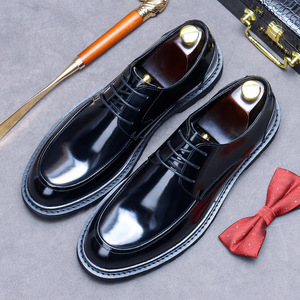 Chaussures habillées en cuir véritable pour hommes, bout rond, à lacets, semelle extérieure en caoutchouc amorti, toutes saisons, pour le bureau et la carrière - Product Image 6