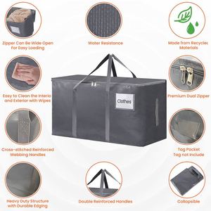 Bolsa de Almacenamiento Plegable Extra Grande, Ahorra Espacio, Minimalista, de Polipropileno, a Prueba de Polvo, para Mudanza, con Cierre, Organizador de Ropa para el Hogar - Product Image 3