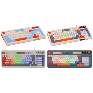 <b>USB</b> Wired Keyboard with Number Pad Knob, 98 <b>Keys</b> Silent Mechanical Feeling Membrane Creamy Gaming Keyboard with 4 Hot <b>Keys</b> - Product Image 1