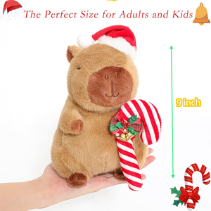 Peluche <span class=keywords><strong>de</strong></span> Capibara Suave y Adorable <span class=keywords><strong>de</strong></span> 9 Pulgadas Personalizable con Gorro <span class=keywords><strong>de</strong></span> Santa Claus y Bastón <span class=keywords><strong>de</strong></span> Caramelo, Decoración Navideña para Fiestas, Regalos para Niños - Product Image 2