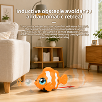 Jouet éducatif sensoriel Poisson-clown avec lumière et musique, jouet électrique rampant anti-collision pour bébés, tout-petits et enfants