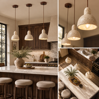 Luminaire suspendu en travertin naturel Wabi Sabi, lampe LED en pierre pour îlot de cuisine, salle à manger, chambre à coucher, décoration intérieure