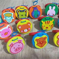 Castagnette en bois Montessori, castagnette à doigts en forme d'animal de dessin animé, instrument de musique de percussion pour enfants