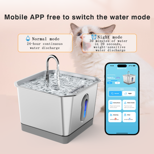 Fuente de agua inteligente <span class=keywords><strong>para</strong></span> <span class=keywords><strong>gatos</strong></span> de acero inoxidable 304 de grado alimenticio 4L, superventas, Europa y América, monitorea de forma remota la ingesta de agua de tu mascota - Product Image 3