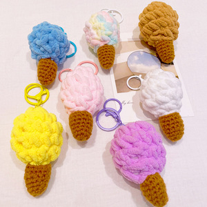 Poupée en peluche crochetée à la main en fil <span class=keywords><strong>de</strong></span> coton, motif crème glacée, ultra douce, petit <span class=keywords><strong>cadeau</strong></span>, porte-clés, pendentif, poupée exquise à clipser - Product Image 4