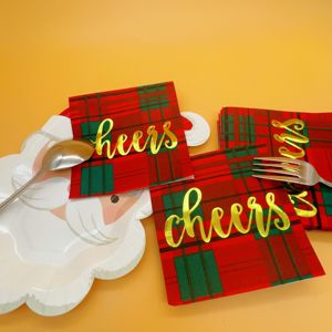 Serviettes en <span class=keywords><strong>papier</strong></span> <span class=keywords><strong>rouge</strong></span> 3 plis imprimées sur mesure en gros Nouveau design de serviettes de Noël spéciales pour le dîner Sac de serviettes à la mode - Product Image 4