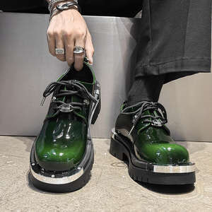 Chaussures en cuir tendance de style rétro, design original 2025, chaussures décontractées pour hommes, chaussures à gros orteils, semelle épaisse, chaussures Derby augmentant la taille - Product Image 6