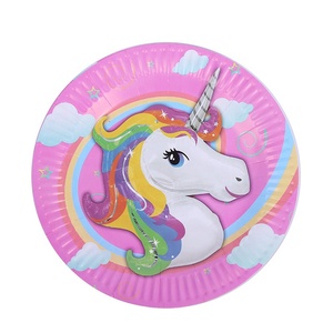 Accessoires de décoration, fournitures de fête, licorne rose fantastique, ensemble de vaisselle pour fête d'anniversaire d'enfants - Product Image 5