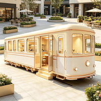 Chariot de nourriture et bus modèle wagon de tramway en métal couleur champagne pour la vente ambulante sur les rues piétonnes