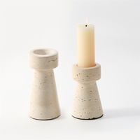 Ensemble de porte-bougies en travertin MAXERY, design sculptural minimaliste, décoration moderne Wabi-Sabi pour la maison