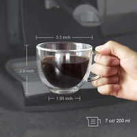 Tasses à café et à thé en verre borosilicate à double paroi soufflé à la main de 200 ml, isolées, résistantes au lave-vaisselle, transparentes, pour adultes