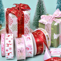 Ruban de noël rose imprimé personnalisé, Logo pour rouleau d'emballage cadeau, vente en gros