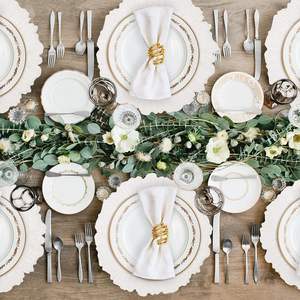 Platos <span class=keywords><strong>de</strong></span> presentación <span class=keywords><strong>de</strong></span> plástico <span class=keywords><strong>de</strong></span> lujo <span class=keywords><strong>de</strong></span> 13 pulgadas, irrompibles, dorados y plateados metálicos, decorativos, para banquetes <span class=keywords><strong>de</strong></span> boda, al por mayor - Product Image 4