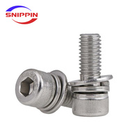 304 acier inoxydable DIN912 vis à tête cylindrique à six pans creux avec rondelle plate jeu de boulons de joint à ressort M2 M2.5 M3 M4 M5 M6M8M10M12