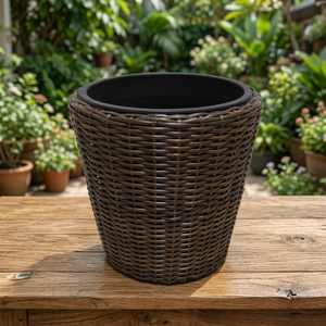 Nouveau design très demandé : Ensemble de 4 pots de fleurs coniques en fer avec doublure amovible en PVC, légers, grands, écologiques, pour la décoration de patio et de jardin - Product Image 3
