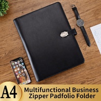 Cartera de negocios de 2 anillos con cierre de metal, carpeta de cuero de imitación A4 personalizada para director, Compendio A4