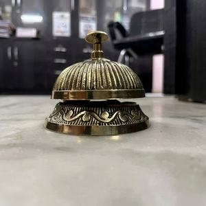Vintage <b>Brass</b> Desk <b>Bell</b> Gold Finish Handcrafted Tabletop Notification Ringer for Reception Counter Hotel Lobby - Product Image 1