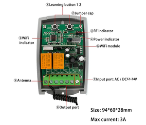 Tuya Wifi RF 433Mhz thông minh chuyển đổi không dây nhà để xe cửa trượt cửa mở DC AC 12V 24V điều khiển từ xa, cán Hỗ trợ mã - Product Image 4