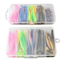 Lot de leurres souples de pêche 25, 50 ou 100 pièces, 6cm, 7cm, 9.5cm, avec hameçons à tête plombée, 10 couleurs, leurres souples artificiels bioniques à queue en T