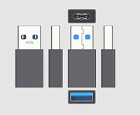 Adaptateur convertisseur USB 3.0 Type C vers USB A avec transfert de données haute vitesse pour ordinateurs portables et de bureau
