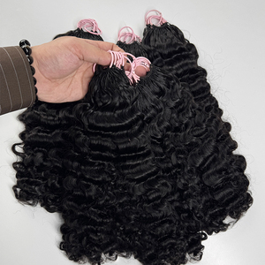 Cabello rizado de ganchillo, cabello humano negro natural, rizos suaves y elásticos, ligeros, pre-enlazados, para estilos de trenzas bohemias. - Product Image 4