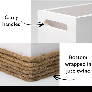 Organisateur de courrier en bois enveloppé de jute, style bohème chic, bac rectangulaire rustique pour comptoir avec finition laquée pour bureau ou bureau à domicile - Product Image 2