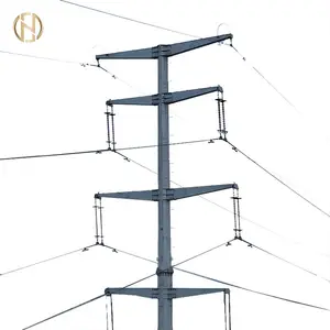 Overhead Power Line Electric Pole Galvanized Steel Pipes Metallic Pole