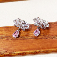 Huitan – boucles d'oreilles de styliste pour femmes, plein diamant, Micro insertion, zircone goutte d'eau, croûte, fée, nœud, goutte d'eau, pour femmes