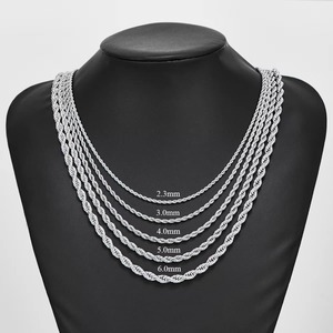Chaîne torsadée en acier inoxydable de 2,3 mm/3 mm/4 mm/5 mm/6 mm, couleur argent, collier pour homme et femme, 16 à 30 pouces - Product Image 4