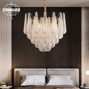 Bespoke đồ đạc treo ánh sáng mặt dây chuyền phòng khách phòng ăn bằng đồng sang trọng thủy tinh dẫn đèn chùm - Product Image 3