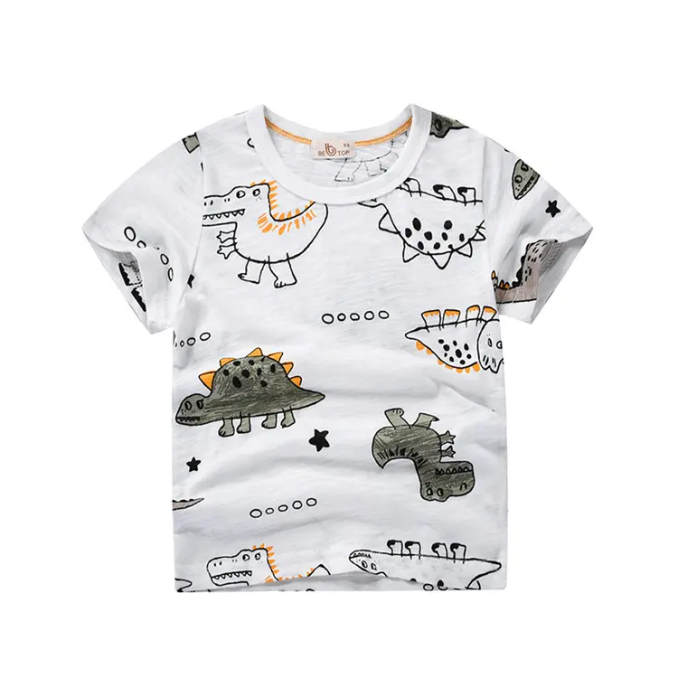 Новый 2022 детская футболка из хлопка с принтом динозавр, принт с героями мультфильмов, футболка с короткими рукавами и рисунком, футболки для мальчиков