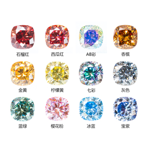 Moissanite de couleur bleue en forme de coussin, couleur or, 1ct 2ct 3ct 4ct 5ct VVS avec certification GRA, pierre de moissanite - Product Image 2