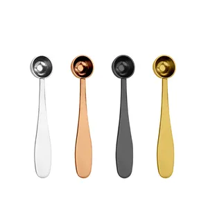 Ready to ship 2.5ml/5ml/7.5ml measuring spoon printing laser logo coffee scoop rose gold stainless steel measuring spoon