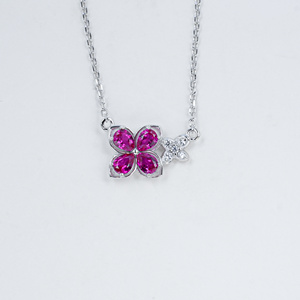 S925 Silver Fashion Daily‑wear Lab Created <b>Ruby</b> <b>Necklace</b> - Product Image 1