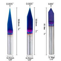 Fraise conique en acier au tungstène avec revêtement TiAlN intégré (en forme de V/conique) pour machine de gravure CNC - 65HRC pour lettrage fin et chanfreinage