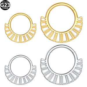 Anillos de nariz con bisagras de segmento de joyería Lingchee, anillo de aro de segmento de titanio ASTM F136 forrado con pendiente de corte hueco Baguette - Product Image 1