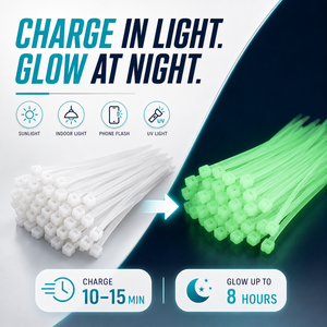 Fascette in Nylon Luminose Autobloccanti che si Illuminano al Buio per Gestione Cavi, Campeggio e Uso Notturno - Product Image 5