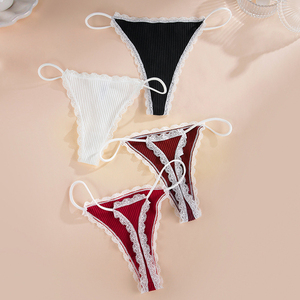 Pantaloni da <span class=keywords><strong>donna</strong></span> di qualità Premium comodi e traspiranti a vita bassa perizoma in tessuto a coste <span class=keywords><strong>taglie</strong></span> <span class=keywords><strong>forti</strong></span> biancheria intima da <span class=keywords><strong>donna</strong></span> in pizzo - Product Image 6