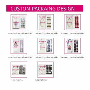 Commercio all'ingrosso autoadesivo 3D Semi-Cured Gel avvolge lunga durata salone qualità decalcomanie di carta Manicure Art - Product Image 5
