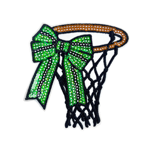 Pailletten-Basketballkorb-Schleifen-Aufnäher, Coquette Gameday Bügelbilder für Basketballmütter, Stickapplikationen für Taschen und Jacken - Product Image 6