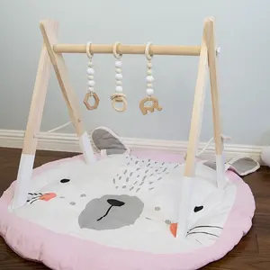 Hot Sale Baby Play Gym Wooden Baby Activity Gym Frame with Wooden Hanging Toys Eco-friendly Montessori Baby Kids Toys