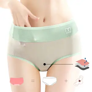 Celana Dalam Wanita, Menyerap Grosir 3 Lapisan Anti Bocor Nilon Es Sutra Menstruasi Anti Bocor