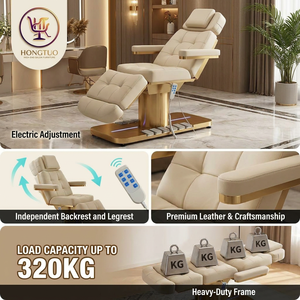 Camilla de Masaje Eléctrica de Lujo con 4 Motores, Control por Pedal, 320KG, Base Dorada, Silla Facial LED para Salón de Belleza y Spa Médico - Product Image 2