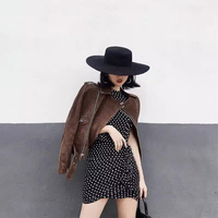 Français Hepburn Style robe feutre chapeaux automne hiver haut plat grand large bord élégant couleur unie hommes femmes laine feutre Fedora chapeaux