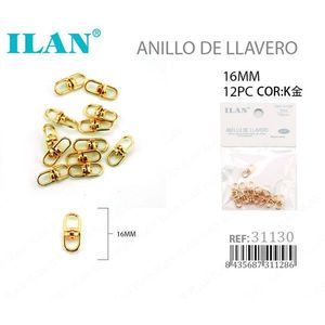 Portachiavi Ilan 16mm in Oro K con Connettore a Forma di 8 per Creazione di Gioielli - Product Image 1