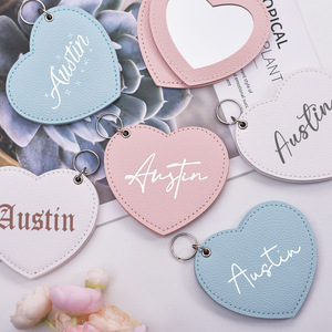 Espejo de Maquillaje Portátil con Forma de Corazón de Cuero Uionen, Espejo Cosmético con Logotipo Personalizado, Regalo de Cumpleaños, Regalo de Boda, Regalo Conmemorativo - Product Image 2