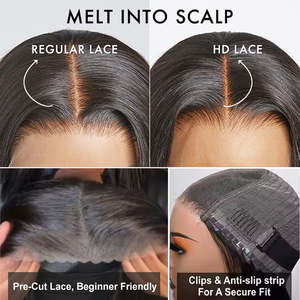 Vente en gros vague d'eau cheveux vierges 13*4 HD sans colle dentelle perruque de cheveux humains brésilien cheveux humains Hd dentelle avant perruques pour les femmes noires - Product Image 4