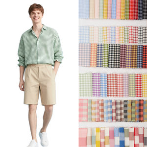 Stok tersedia serat mikro lembut katun poliester benang dicelup <span class=keywords><strong>Herringbone</strong></span> tenun kain kotak-kotak untuk pakaian musim panas - Product Image 1