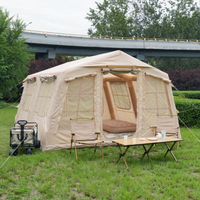 Grande tente de camping familiale d'extérieur gonflable imperméable en toile Oxford coton aérien glamping ouverture automatique rapide kaki >3000mm